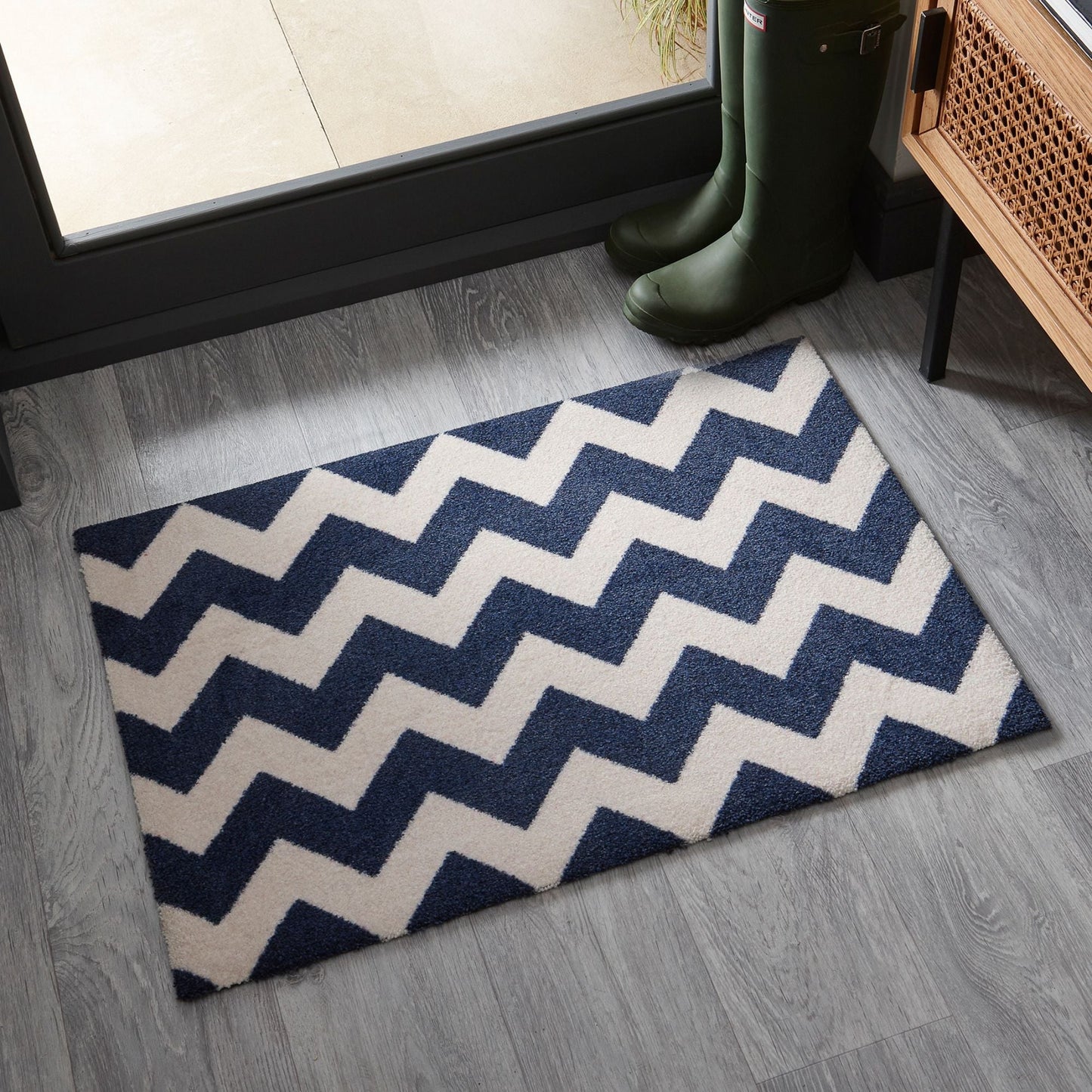 Chevron Bath Mat | Navy & Vanilla