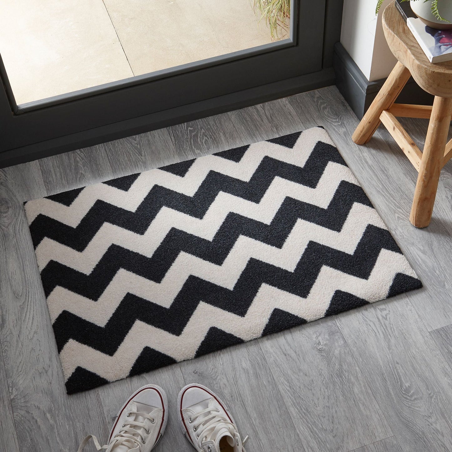 Chevron Doormat | Black & Vanilla