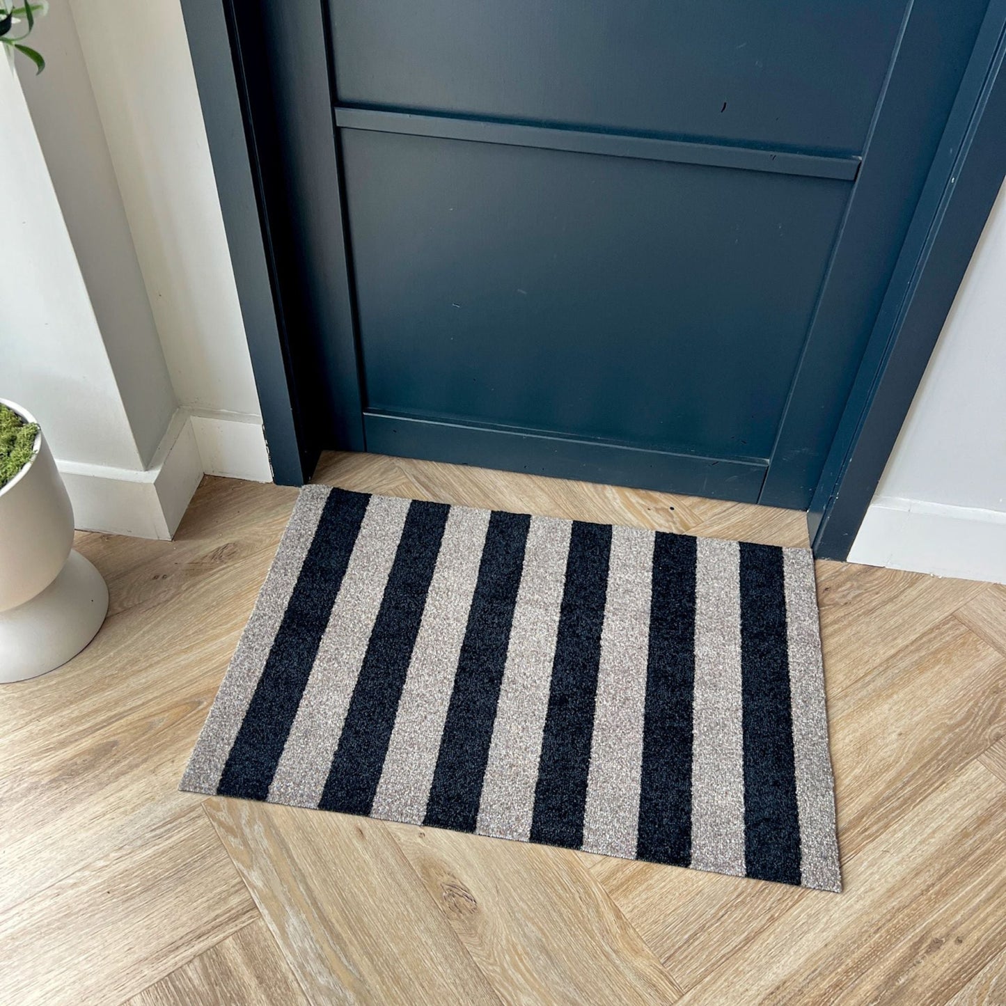 Black & Mink Stripes Doormat