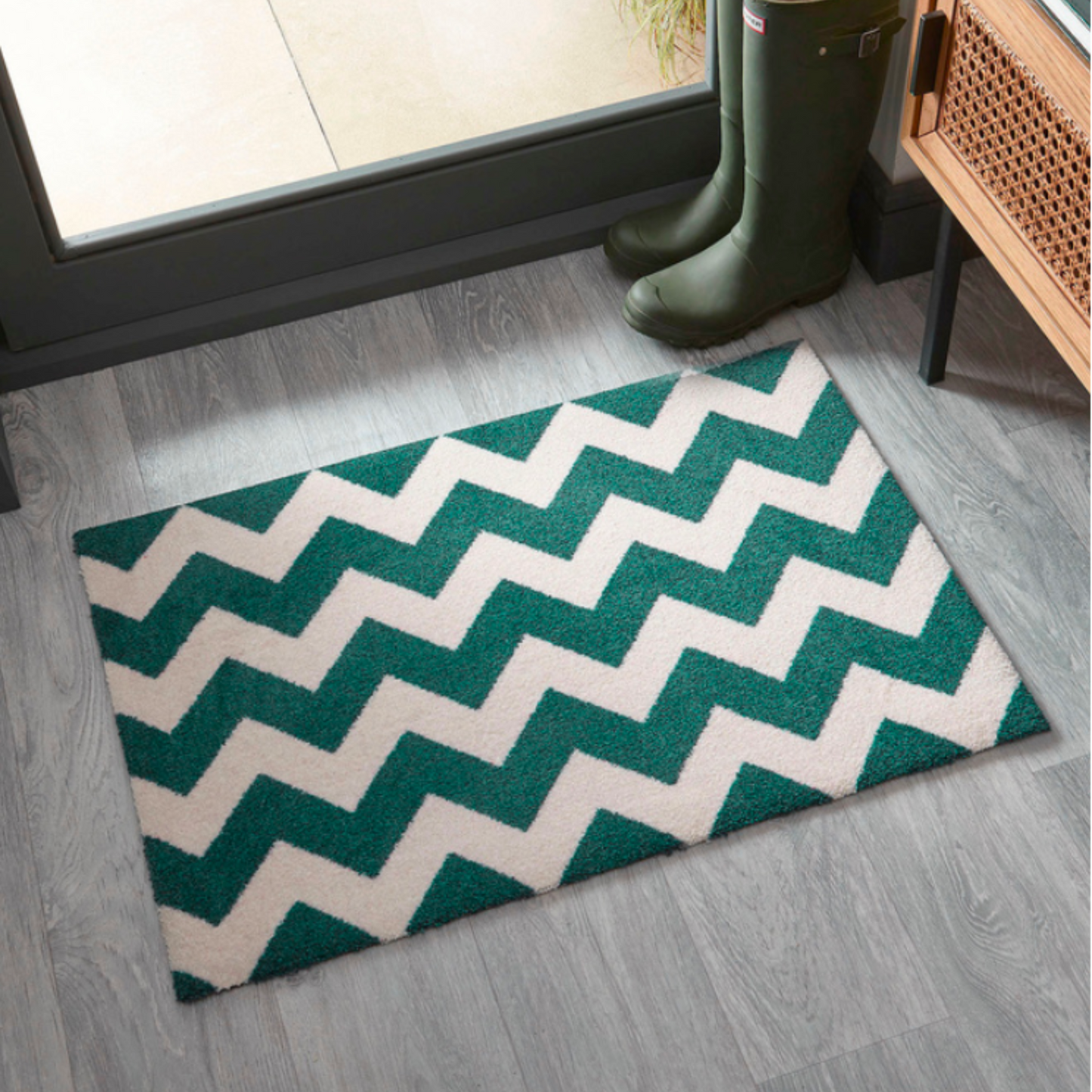 Chevron Doormat | Forest Green & Vanilla