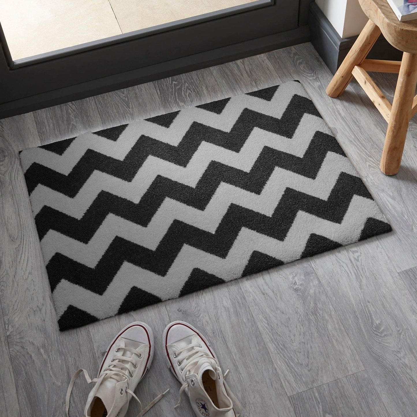 Chevron Bath Mat | Black & Grey