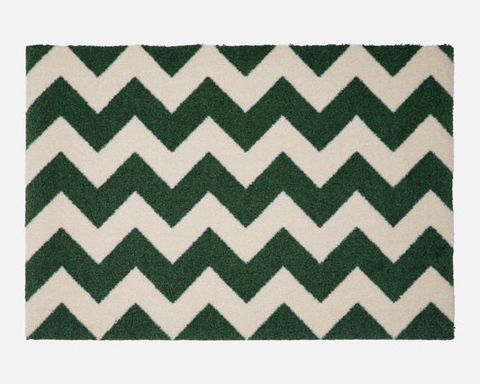 Chevron Bath Mat | Forest Green & Vanilla