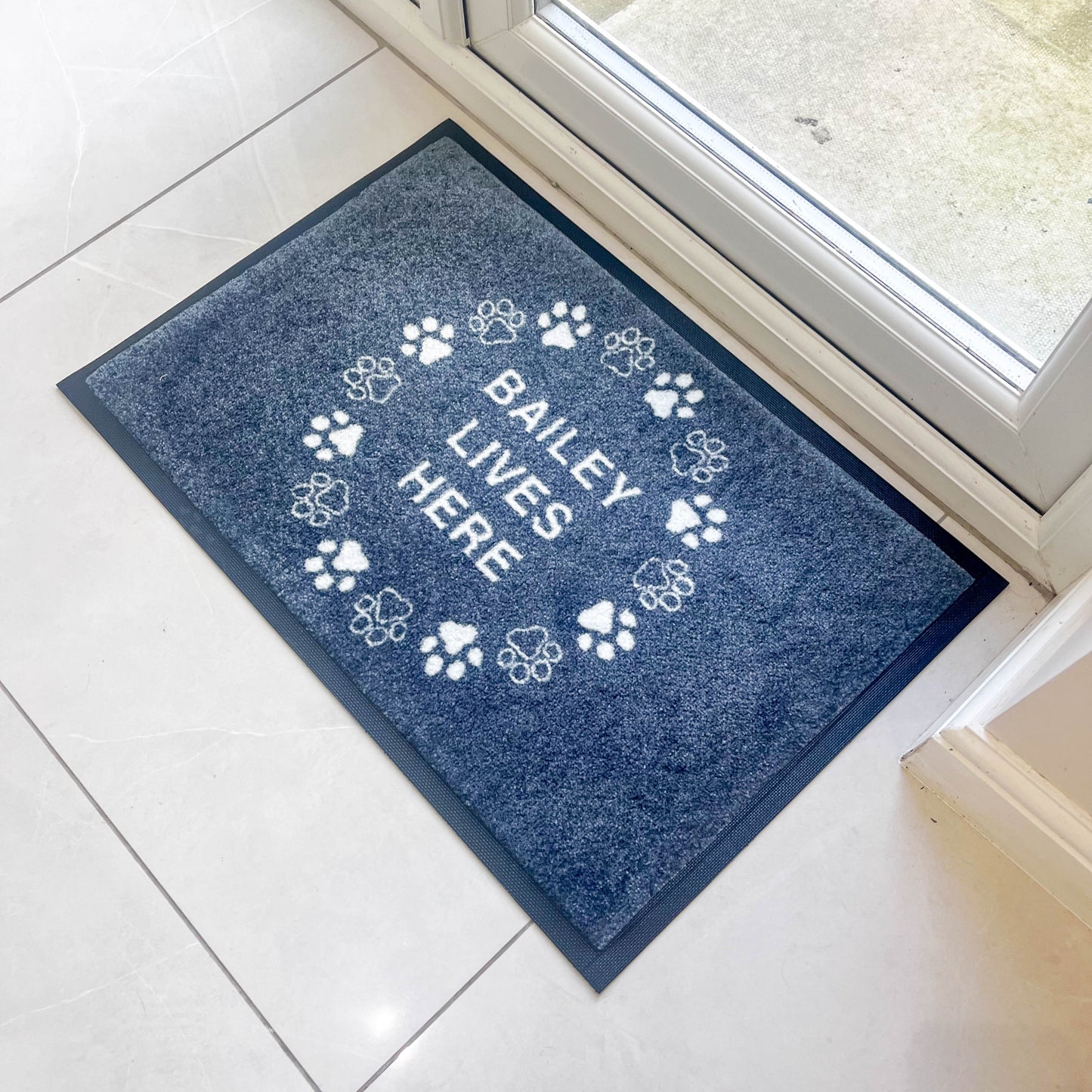 Paw Wreath Personalised Doormat | Dark Grey